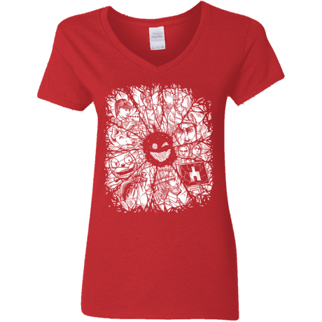 T-Shirts Red / S Black Mirror Women's V-Neck T-Shirt