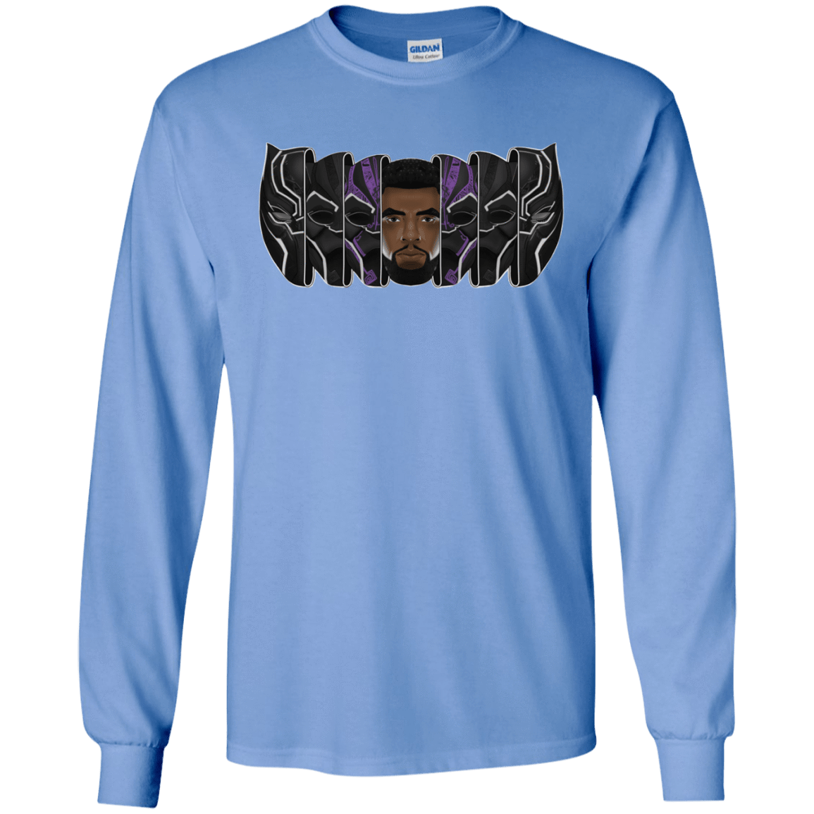 T-Shirts Carolina Blue / S Black Panther Mask Men's Long Sleeve T-Shirt