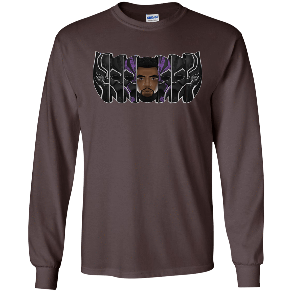 T-Shirts Dark Chocolate / S Black Panther Mask Men's Long Sleeve T-Shirt