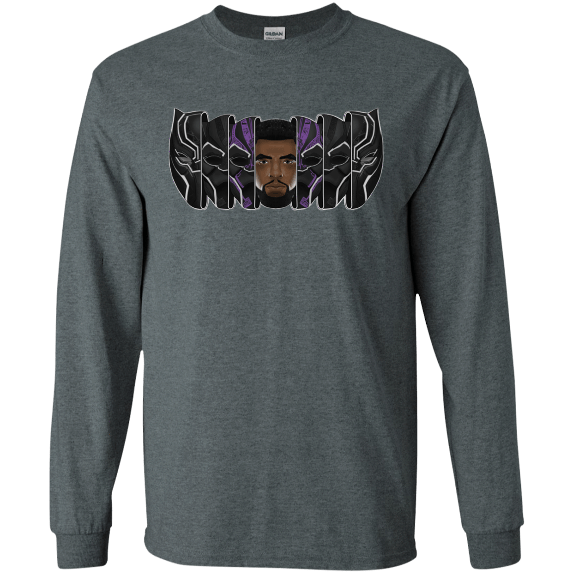 T-Shirts Dark Heather / S Black Panther Mask Men's Long Sleeve T-Shirt