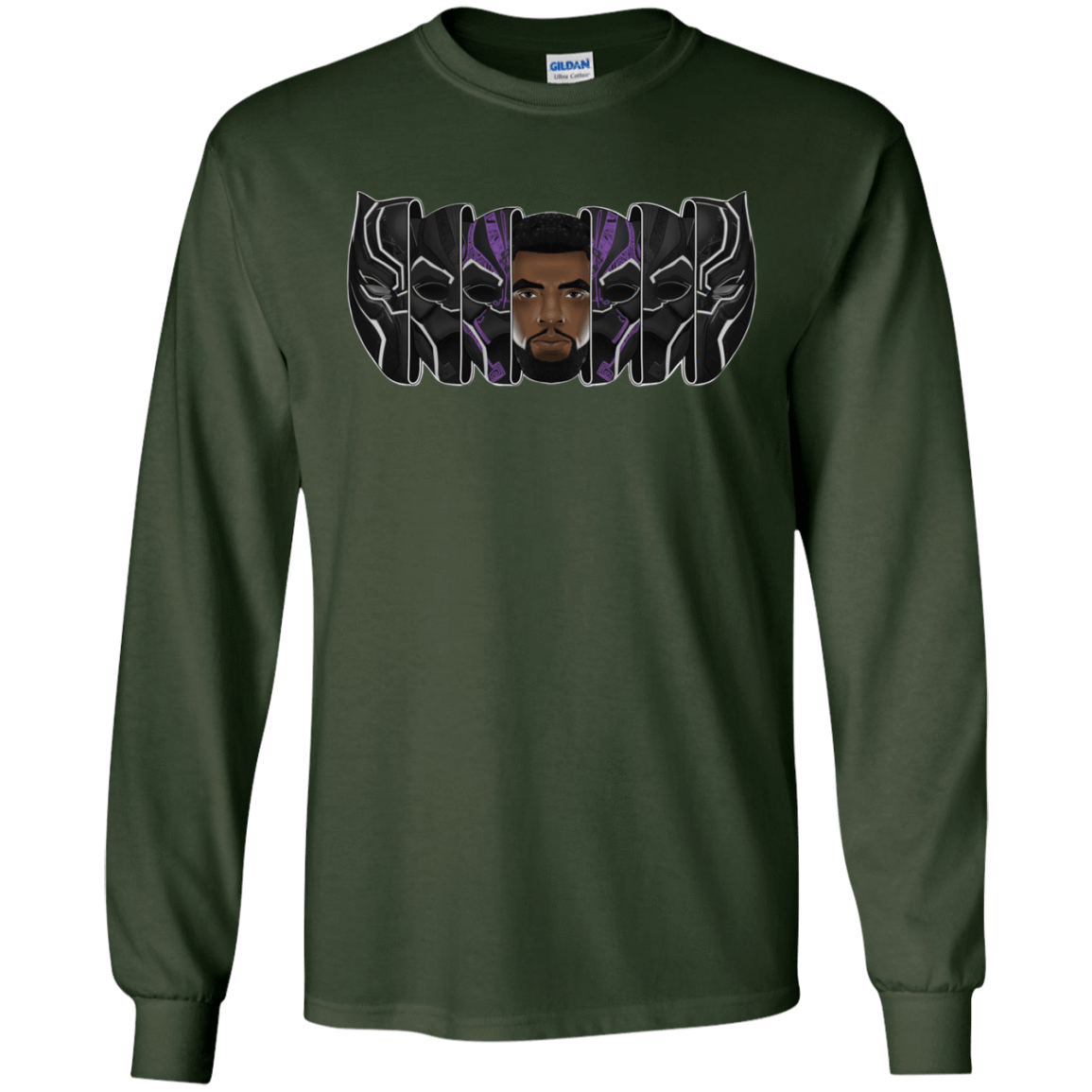 T-Shirts Forest Green / S Black Panther Mask Men's Long Sleeve T-Shirt