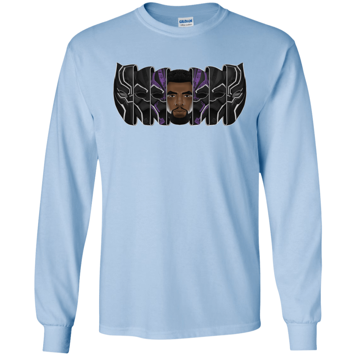 T-Shirts Light Blue / S Black Panther Mask Men's Long Sleeve T-Shirt