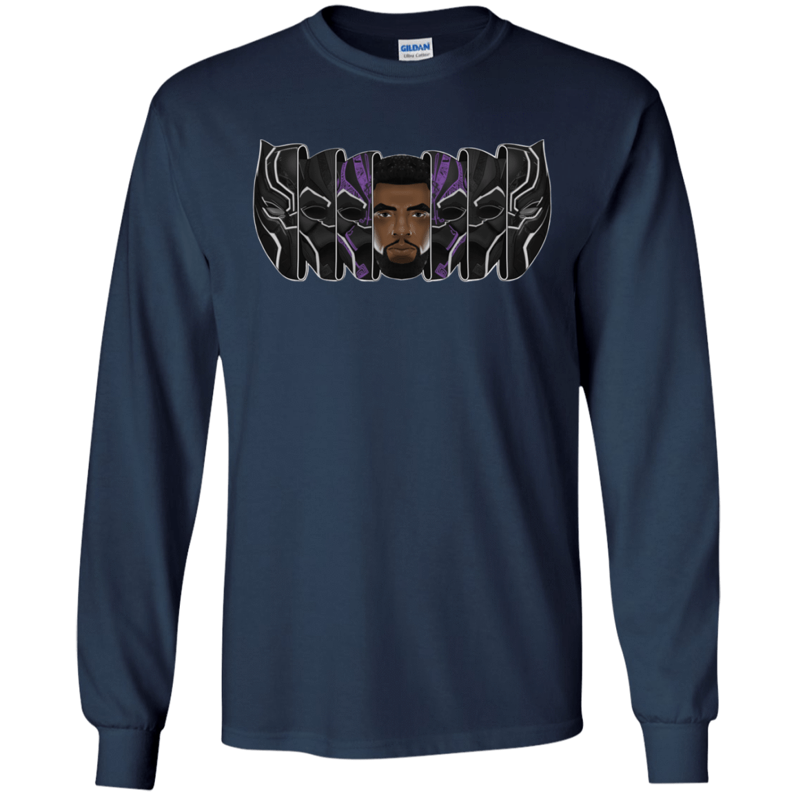 T-Shirts Navy / S Black Panther Mask Men's Long Sleeve T-Shirt