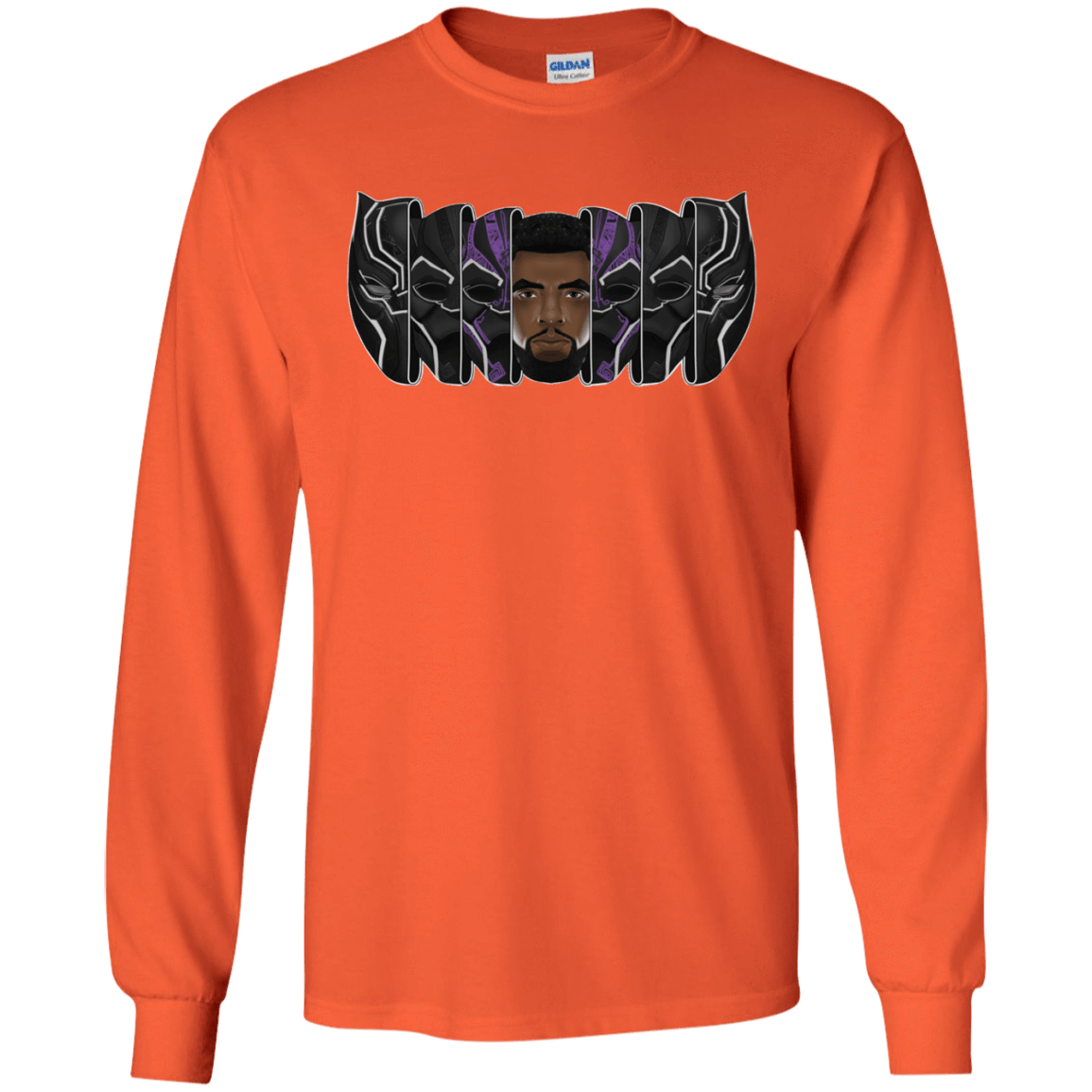 T-Shirts Orange / S Black Panther Mask Men's Long Sleeve T-Shirt