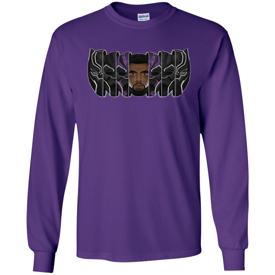 T-Shirts Purple / S Black Panther Mask Men's Long Sleeve T-Shirt