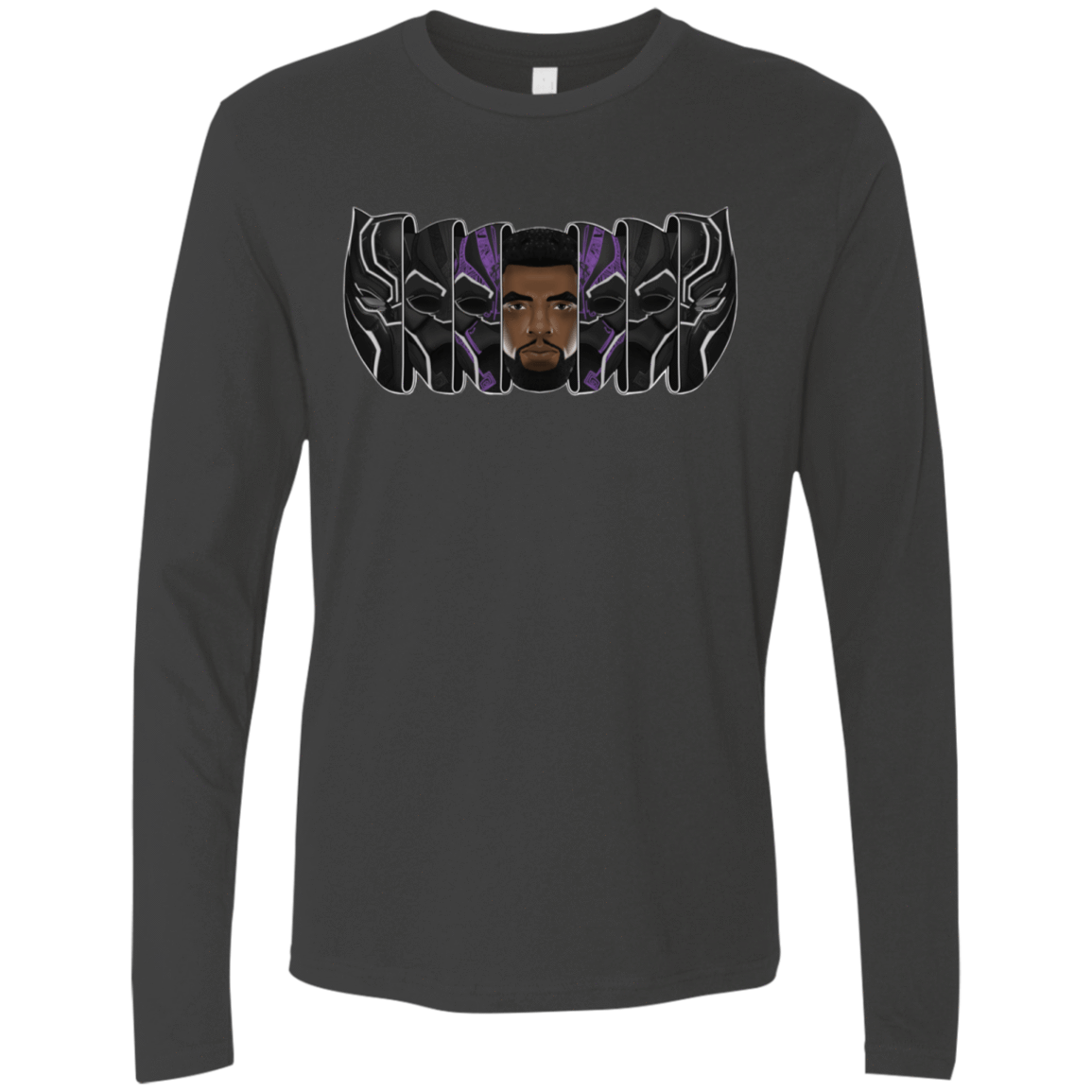 T-Shirts Heavy Metal / S Black Panther Mask Men's Premium Long Sleeve