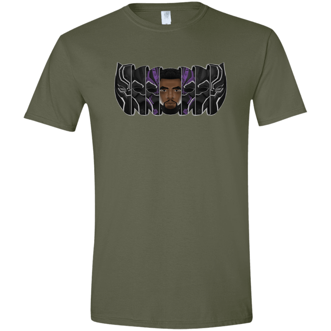 T-Shirts Military Green / S Black Panther Mask Men's Semi-Fitted Softstyle