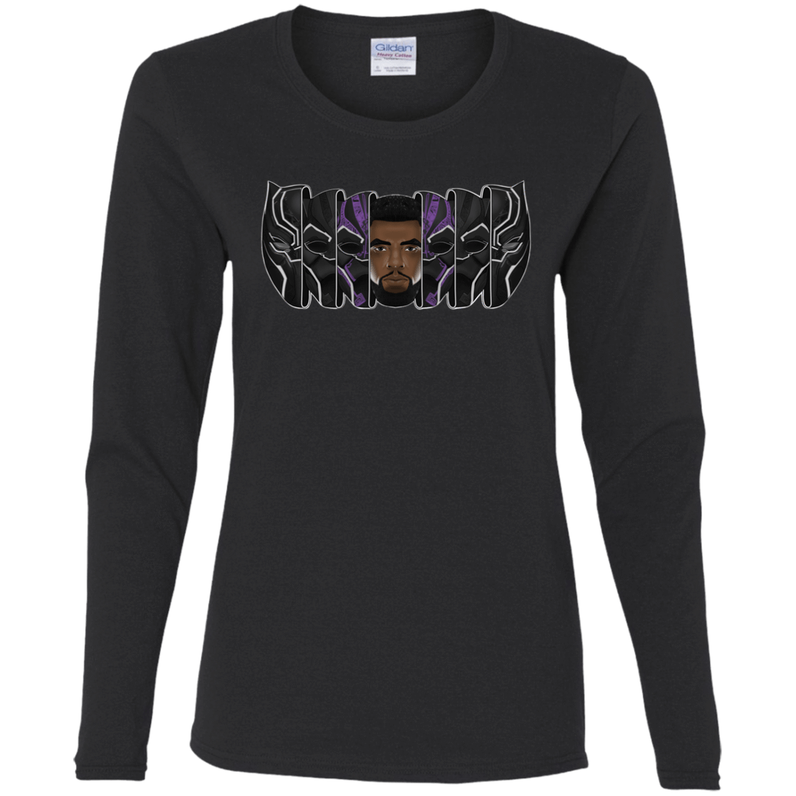 T-Shirts Black / S Black Panther Mask Women's Long Sleeve T-Shirt