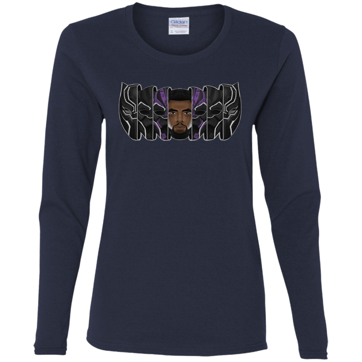 T-Shirts Navy / S Black Panther Mask Women's Long Sleeve T-Shirt