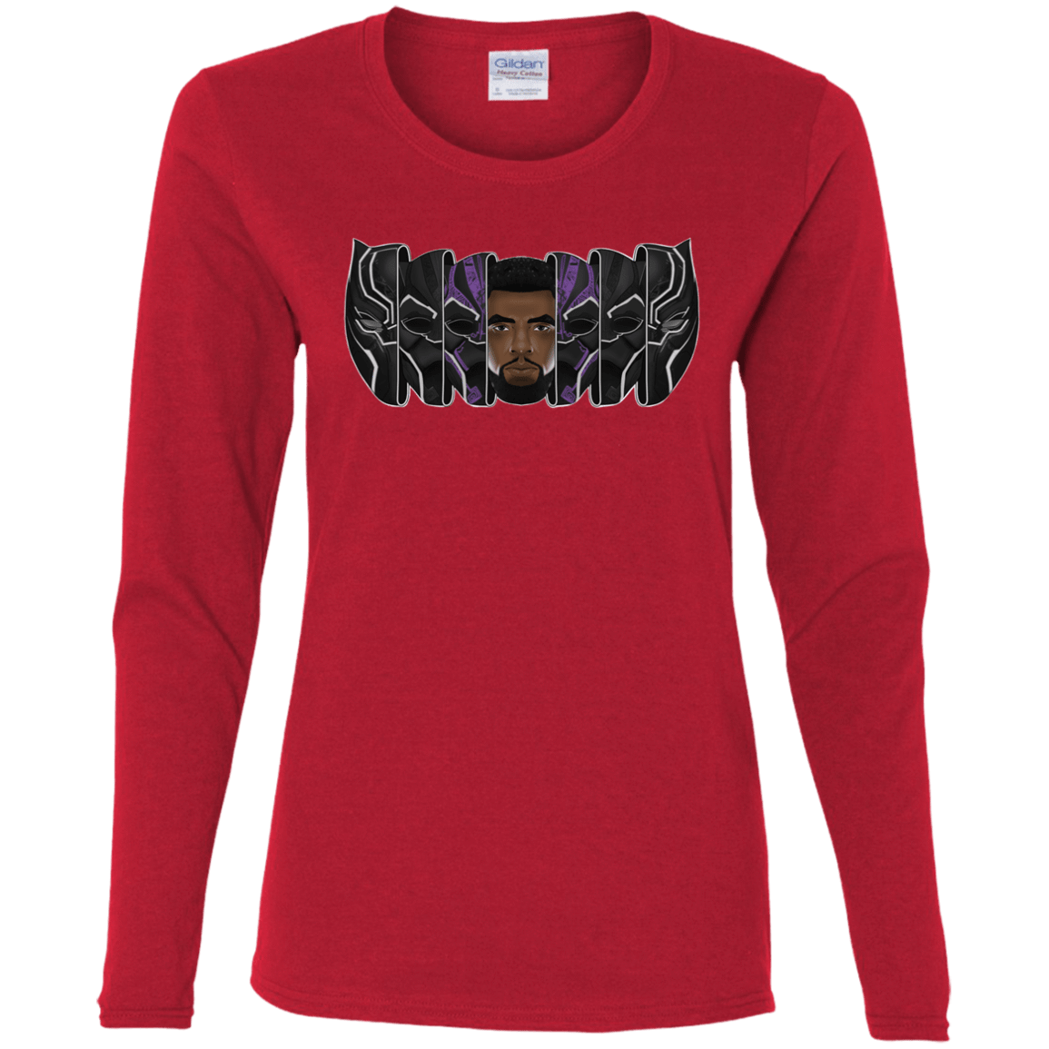 T-Shirts Red / S Black Panther Mask Women's Long Sleeve T-Shirt