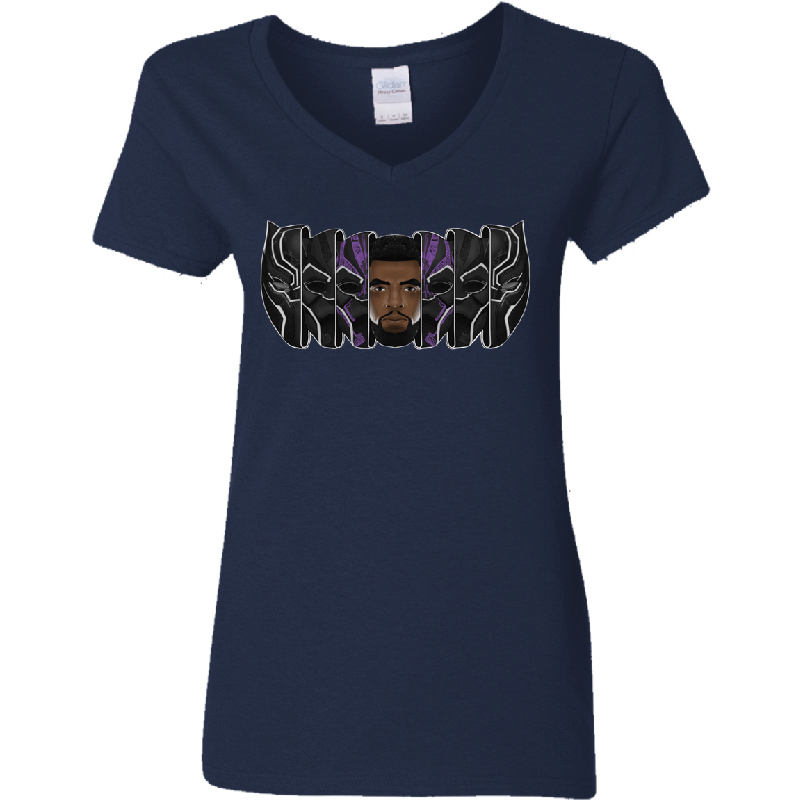 T-Shirts Navy / S Black Panther Mask Women's V-Neck T-Shirt