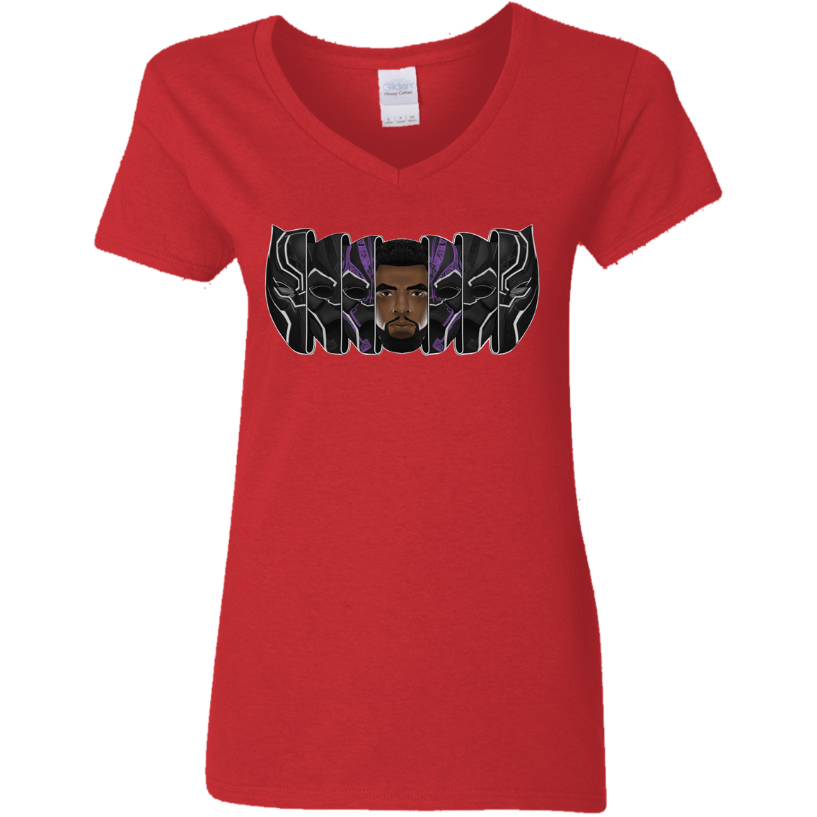 T-Shirts Red / S Black Panther Mask Women's V-Neck T-Shirt