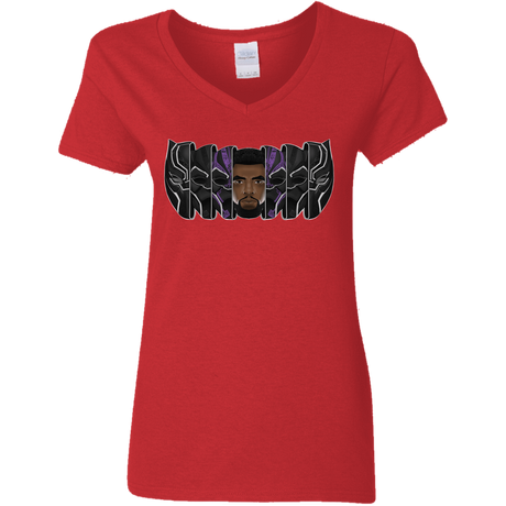 T-Shirts Red / S Black Panther Mask Women's V-Neck T-Shirt