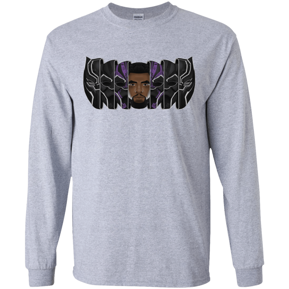 T-Shirts Sport Grey / YS Black Panther Mask Youth Long Sleeve T-Shirt