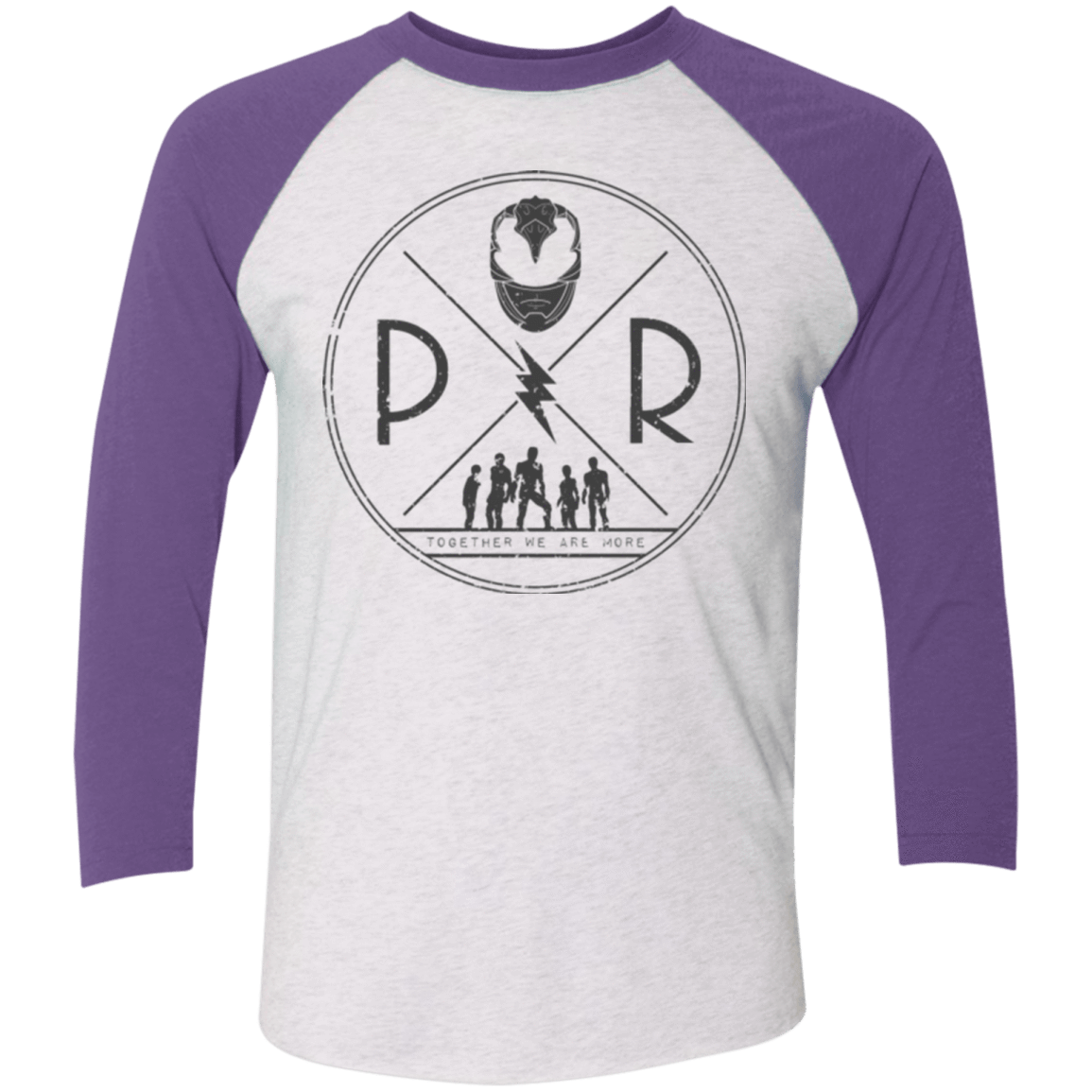 T-Shirts Heather White/Purple Rush / X-Small Black Power Men's Triblend 3/4 Sleeve