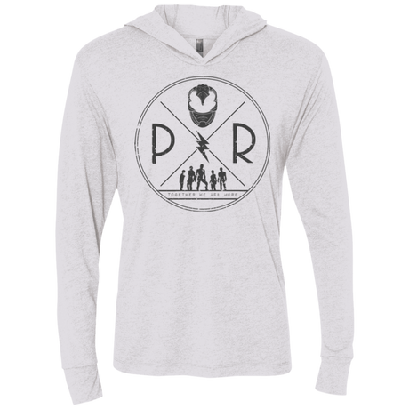 T-Shirts Heather White / X-Small Black Power Triblend Long Sleeve Hoodie Tee