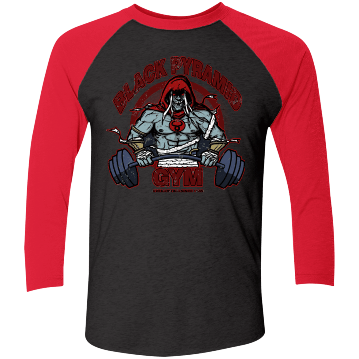 T-Shirts Vintage Black/Vintage Red / X-Small Black Pyramid Gym Men's Triblend 3/4 Sleeve