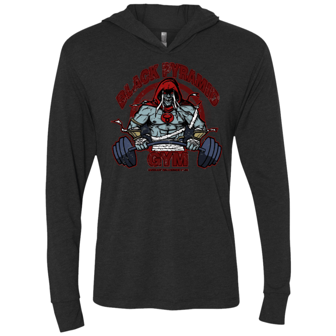 T-Shirts Vintage Black / X-Small Black Pyramid Gym Triblend Long Sleeve Hoodie Tee