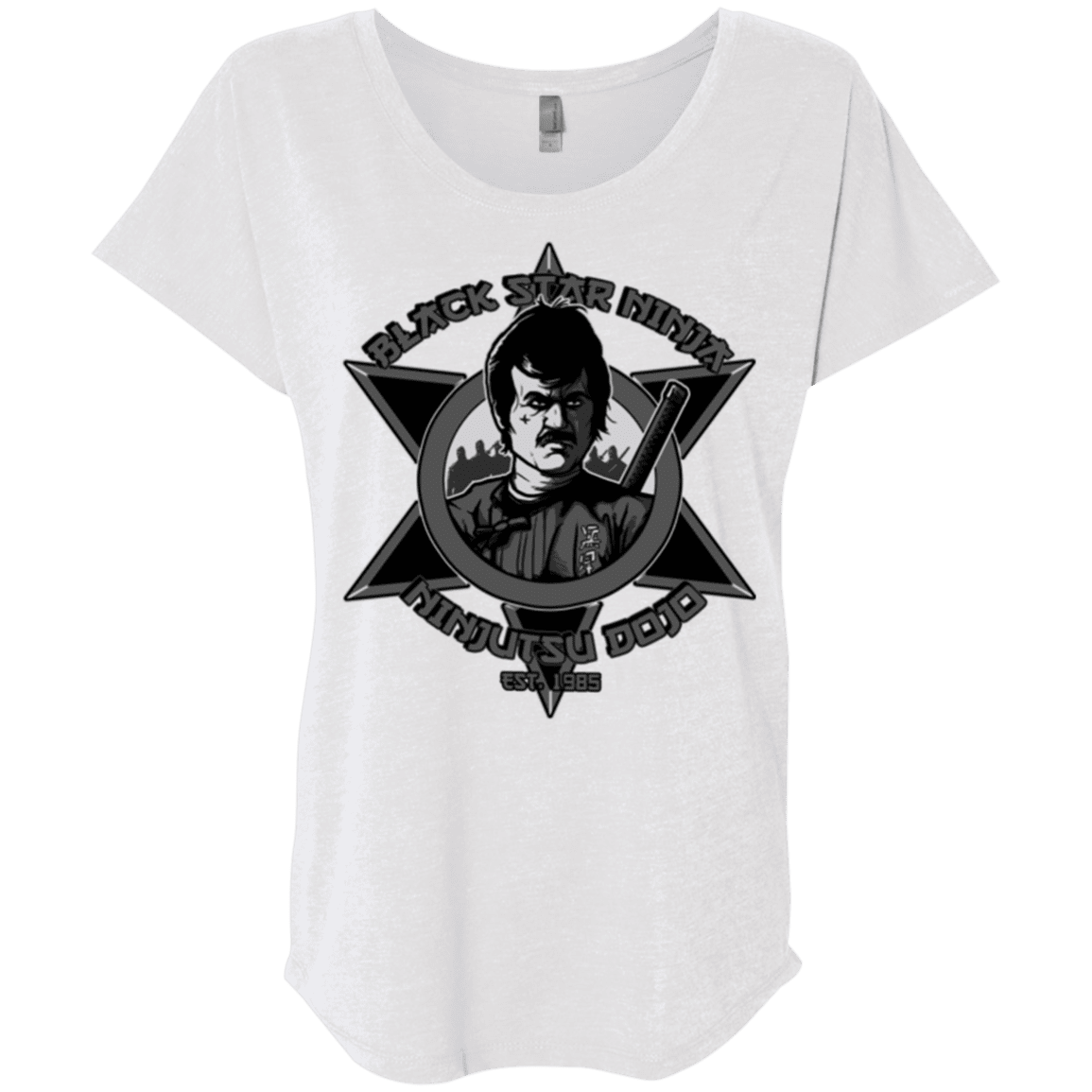 T-Shirts Heather White / X-Small Black Star Dojo Triblend Dolman Sleeve