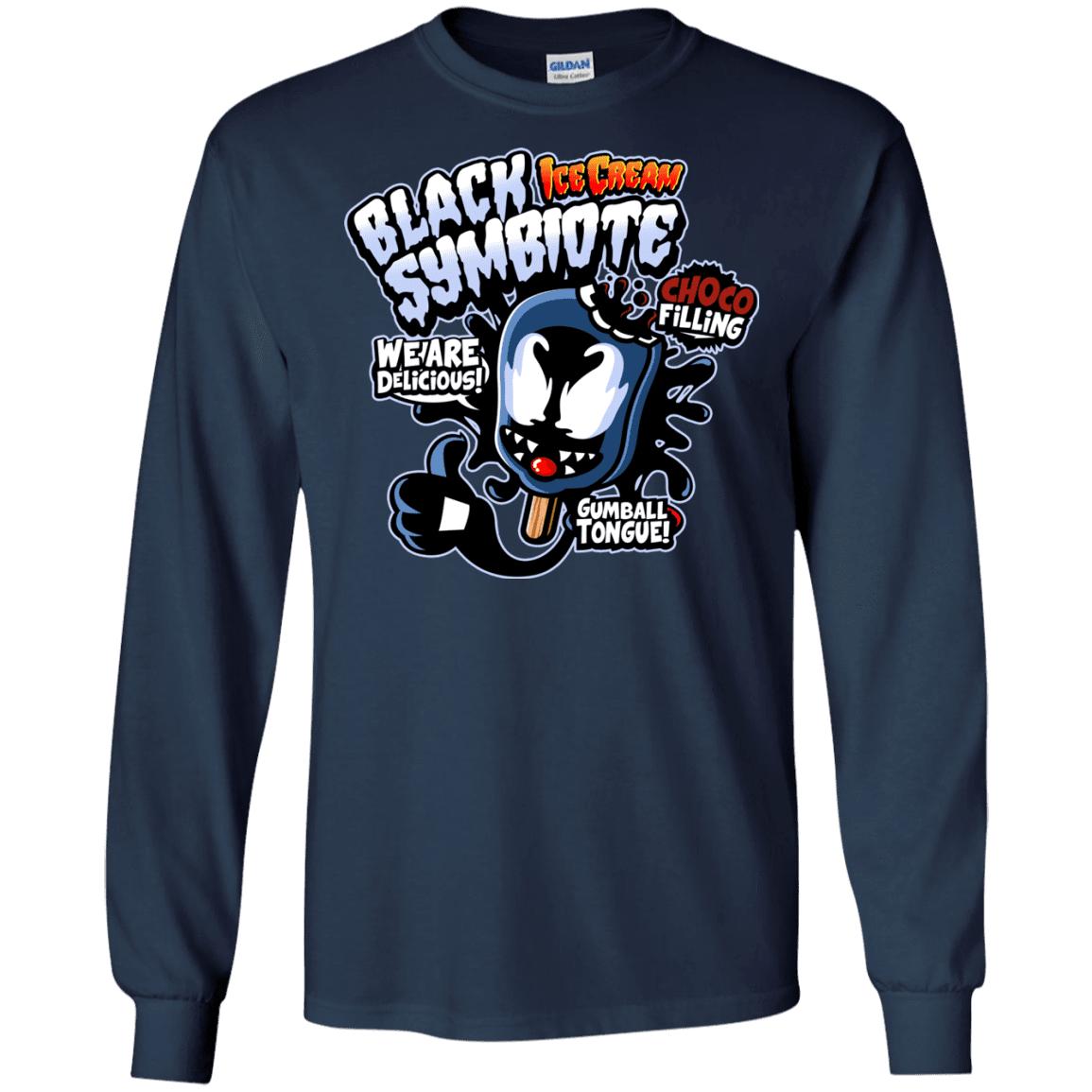 T-Shirts Navy / S Black Symbiote Ice Cream Men's Long Sleeve T-Shirt