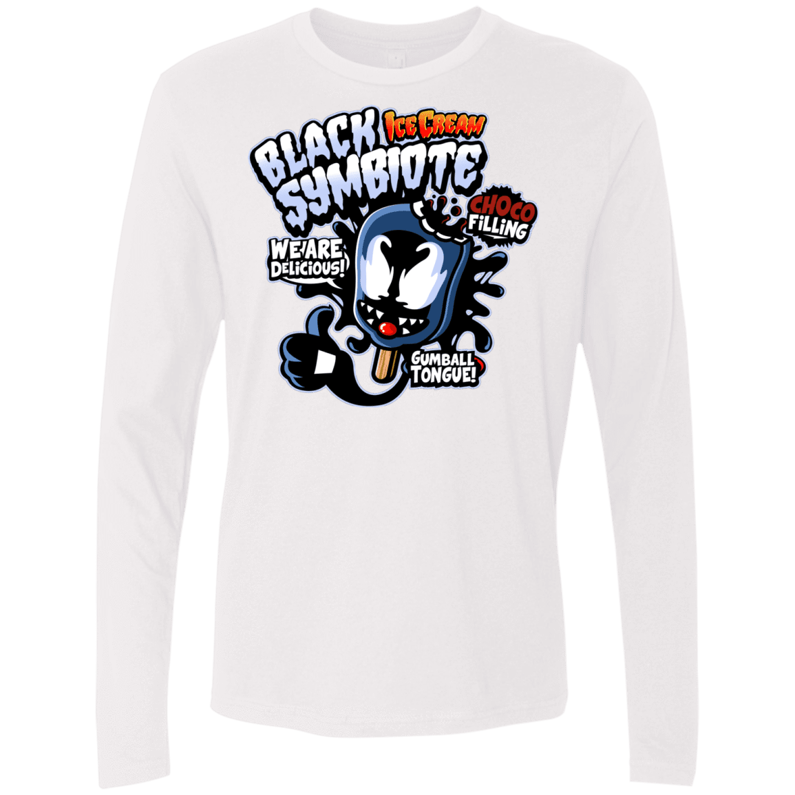 T-Shirts White / S Black Symbiote Ice Cream Men's Premium Long Sleeve