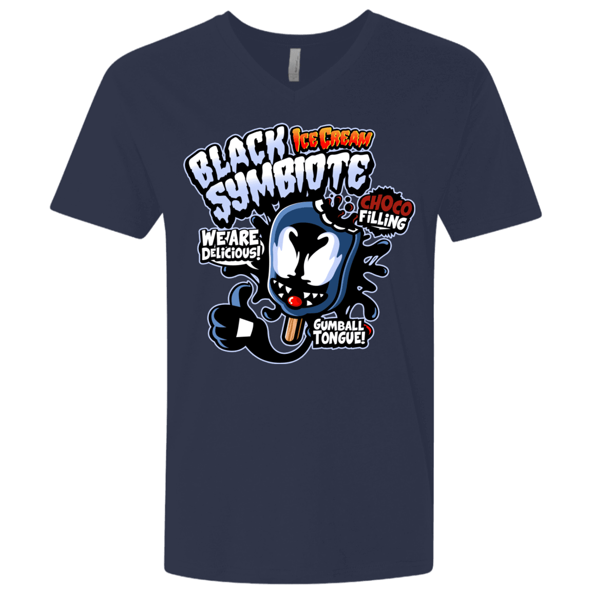 T-Shirts Midnight Navy / X-Small Black Symbiote Ice Cream Men's Premium V-Neck