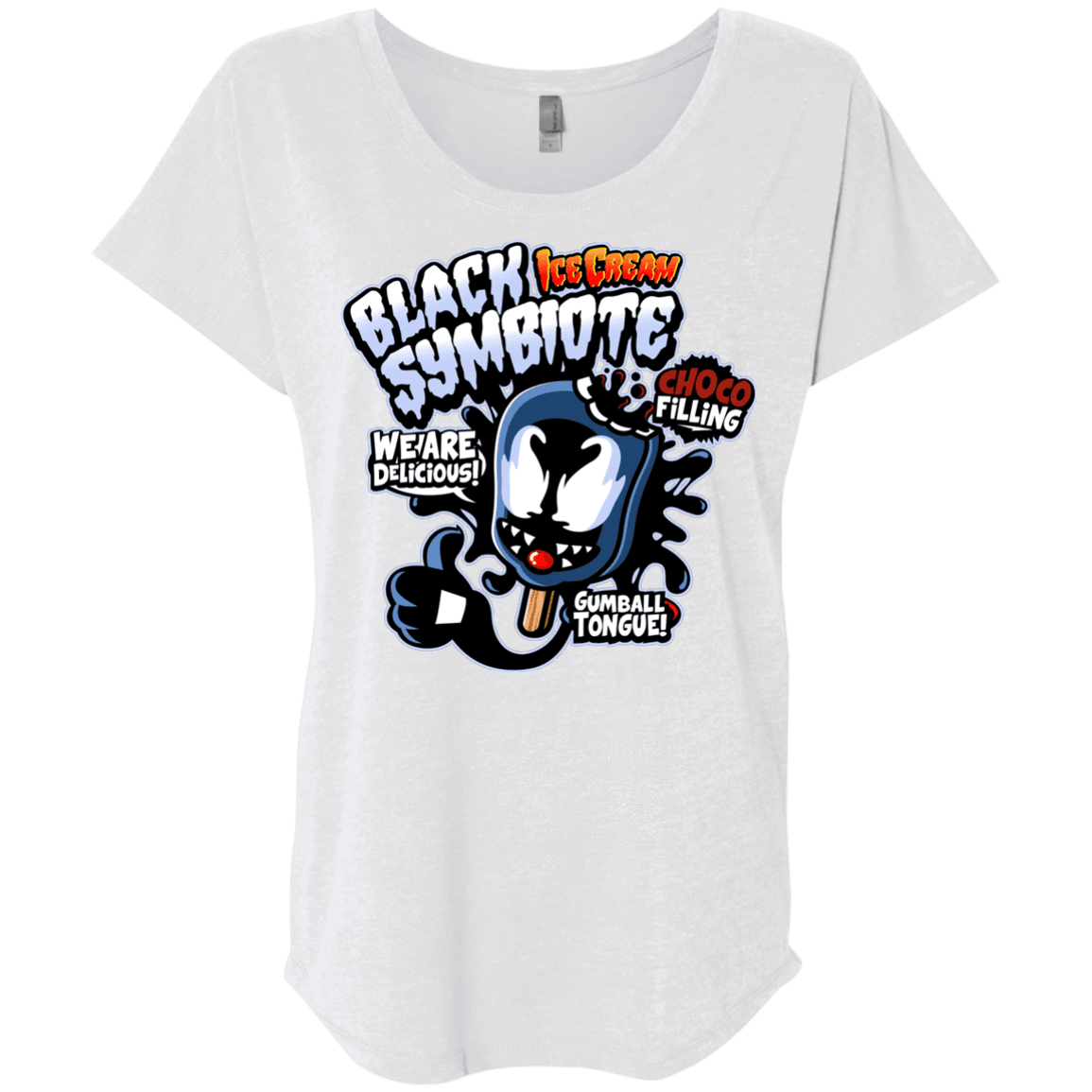 T-Shirts Heather White / X-Small Black Symbiote Ice Cream Triblend Dolman Sleeve