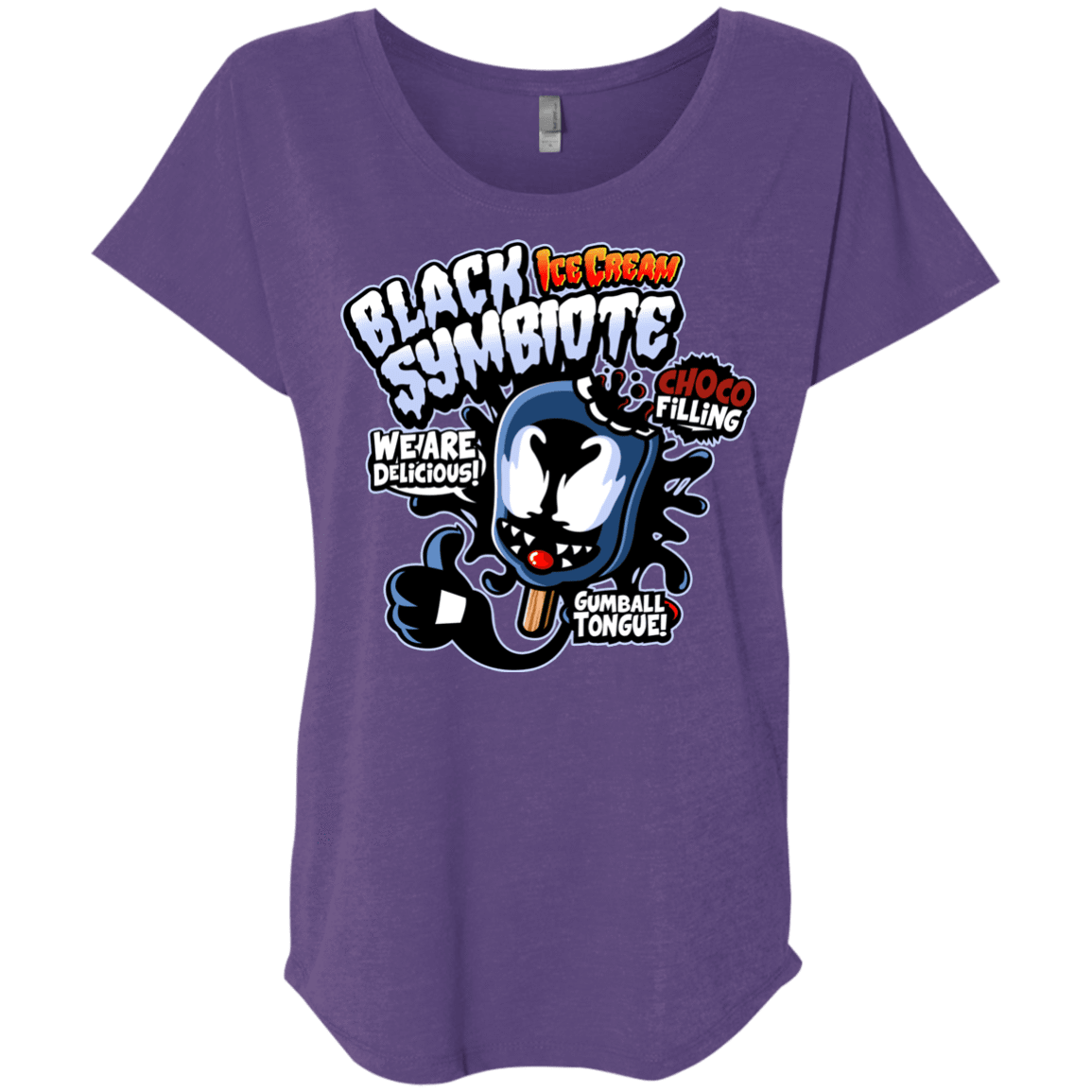 T-Shirts Purple Rush / X-Small Black Symbiote Ice Cream Triblend Dolman Sleeve