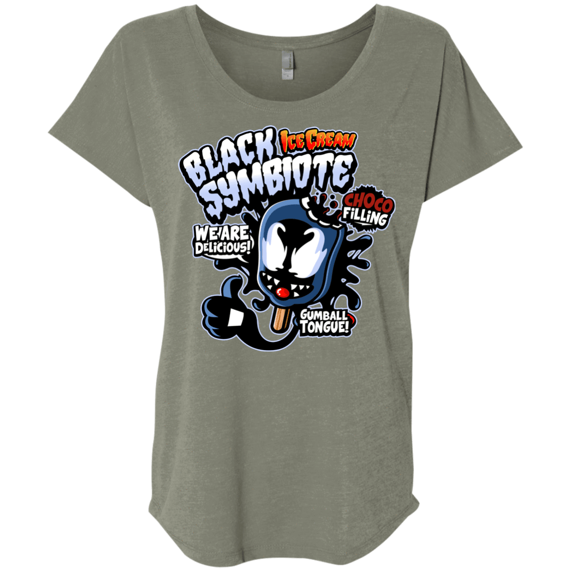 T-Shirts Venetian Grey / X-Small Black Symbiote Ice Cream Triblend Dolman Sleeve