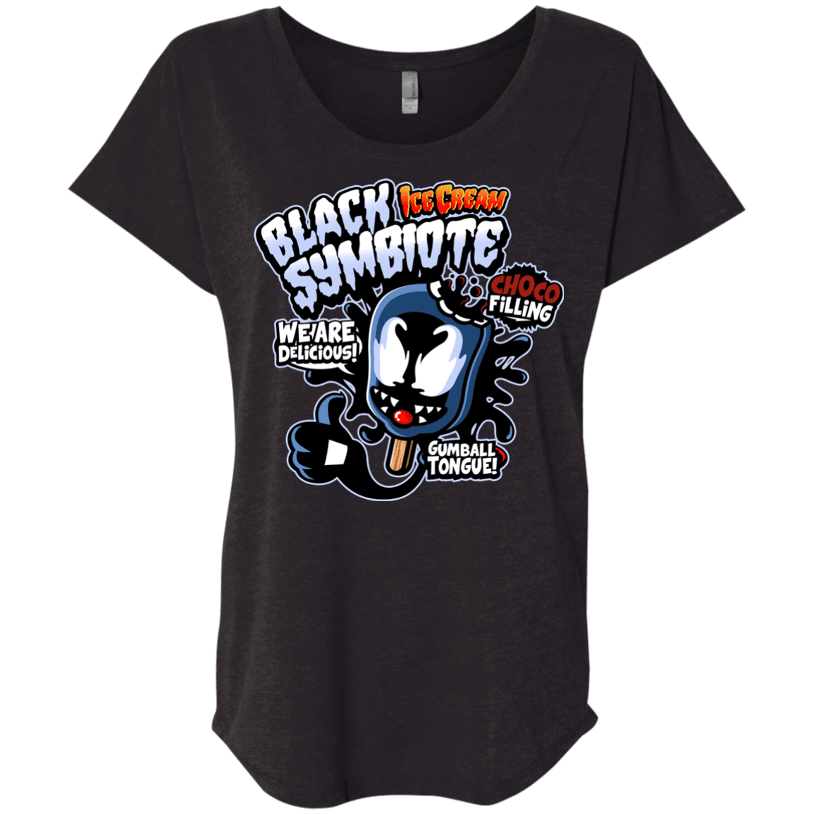 T-Shirts Vintage Black / X-Small Black Symbiote Ice Cream Triblend Dolman Sleeve
