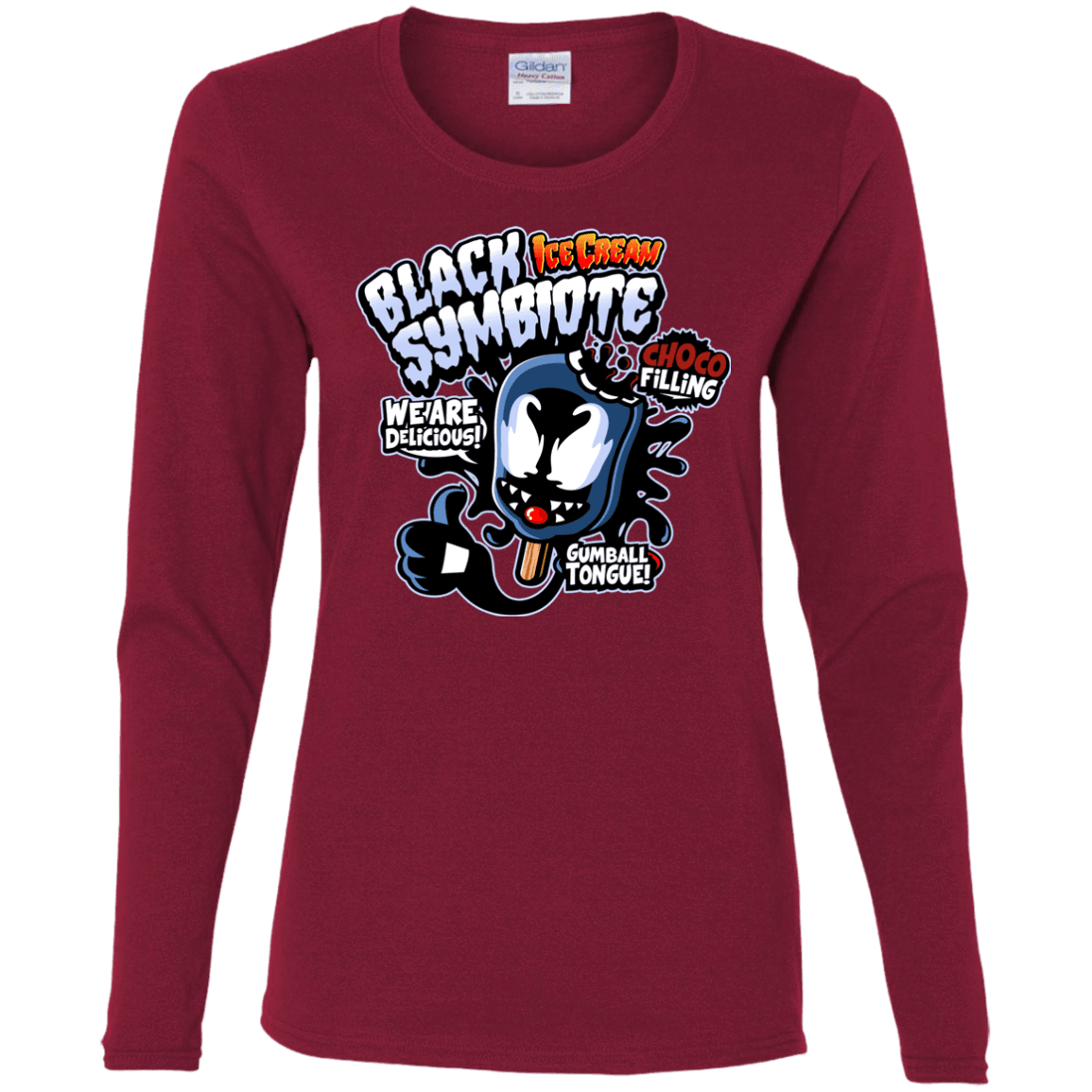 T-Shirts Cardinal / S Black Symbiote Ice Cream Women's Long Sleeve T-Shirt