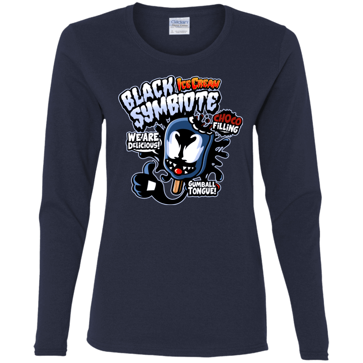 T-Shirts Navy / S Black Symbiote Ice Cream Women's Long Sleeve T-Shirt