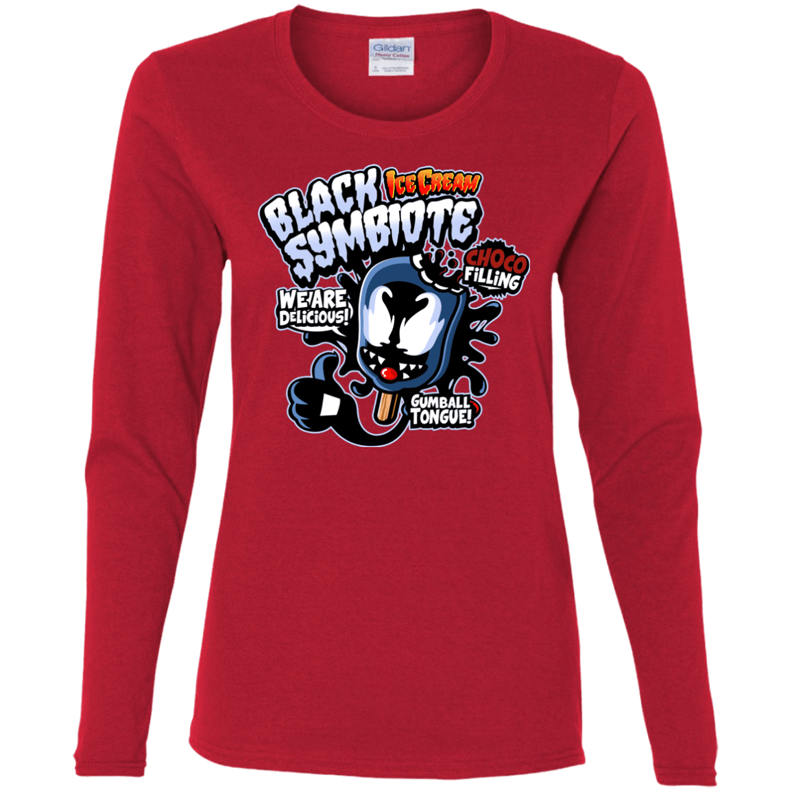 T-Shirts Red / S Black Symbiote Ice Cream Women's Long Sleeve T-Shirt