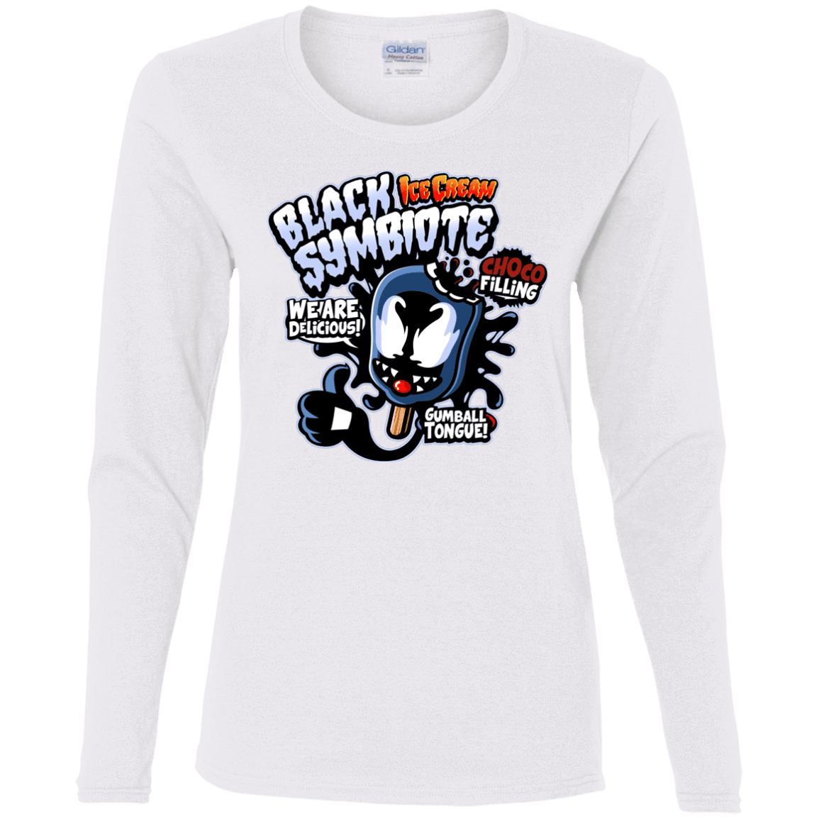 T-Shirts White / S Black Symbiote Ice Cream Women's Long Sleeve T-Shirt
