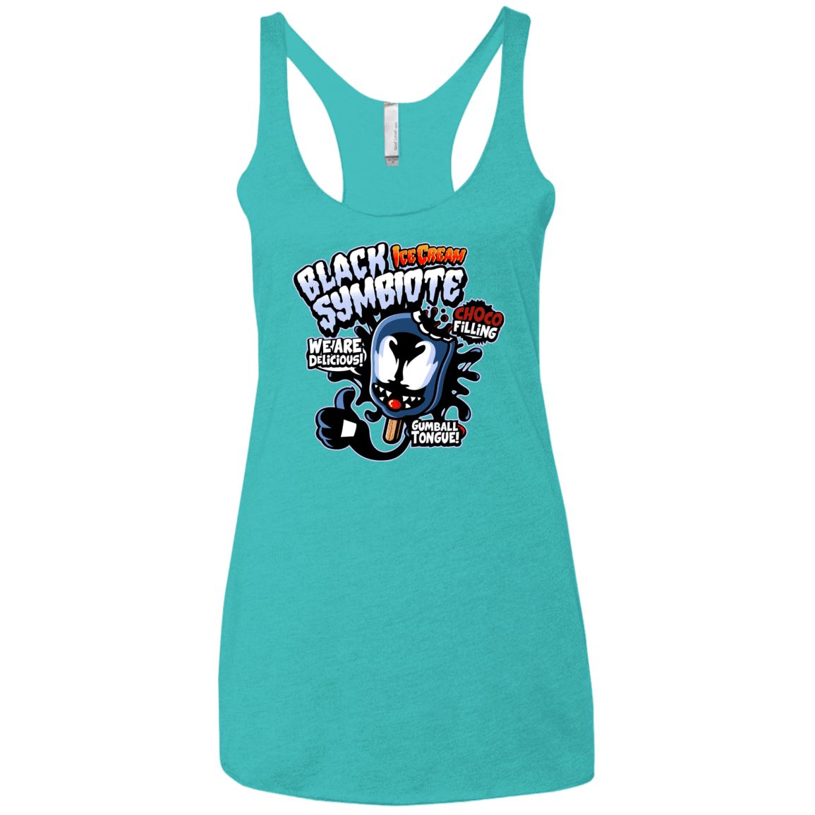 T-Shirts Tahiti Blue / X-Small Black Symbiote Ice Cream Women's Triblend Racerback Tank