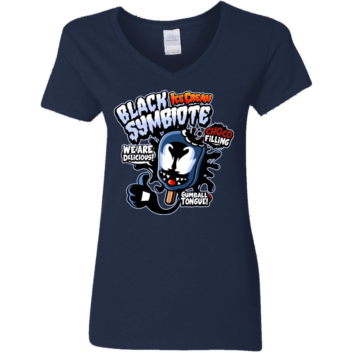 T-Shirts Navy / S Black Symbiote Ice Cream Women's V-Neck T-Shirt