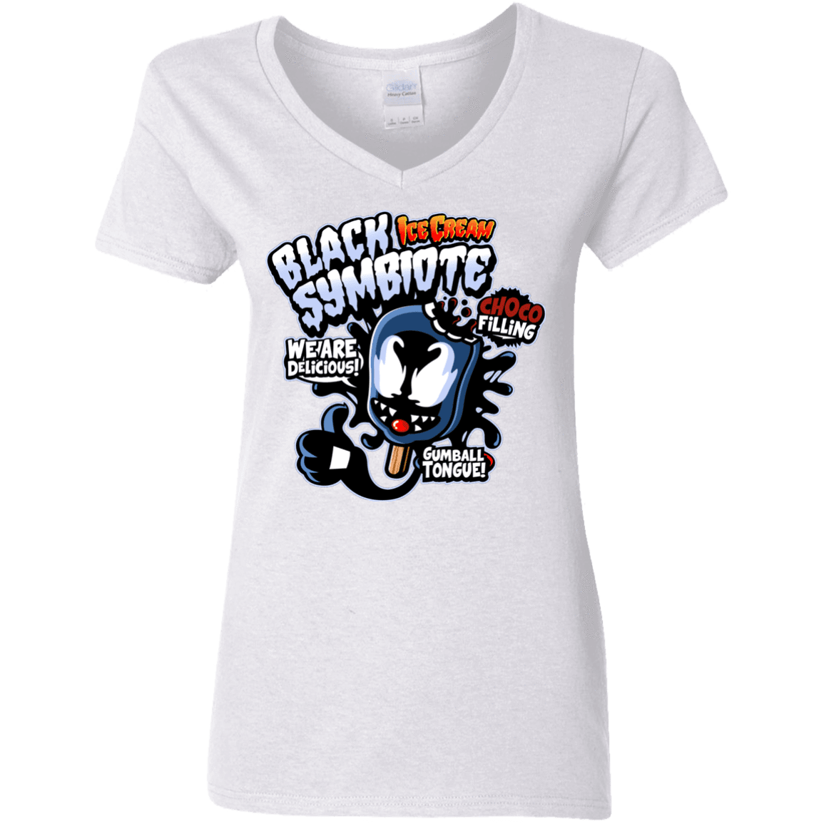 T-Shirts White / S Black Symbiote Ice Cream Women's V-Neck T-Shirt