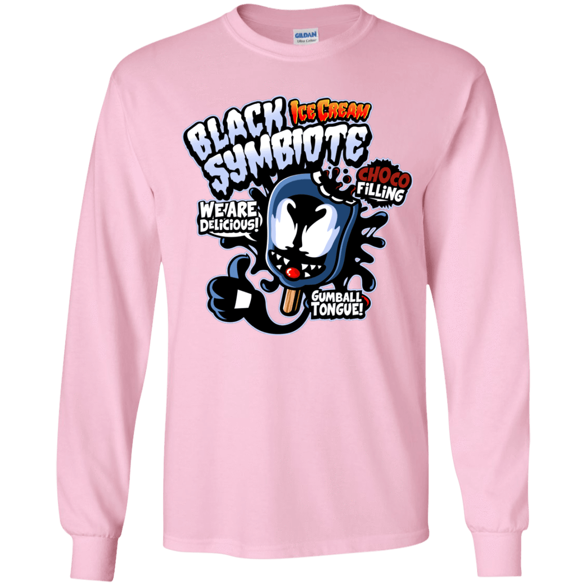 T-Shirts Light Pink / YS Black Symbiote Ice Cream Youth Long Sleeve T-Shirt