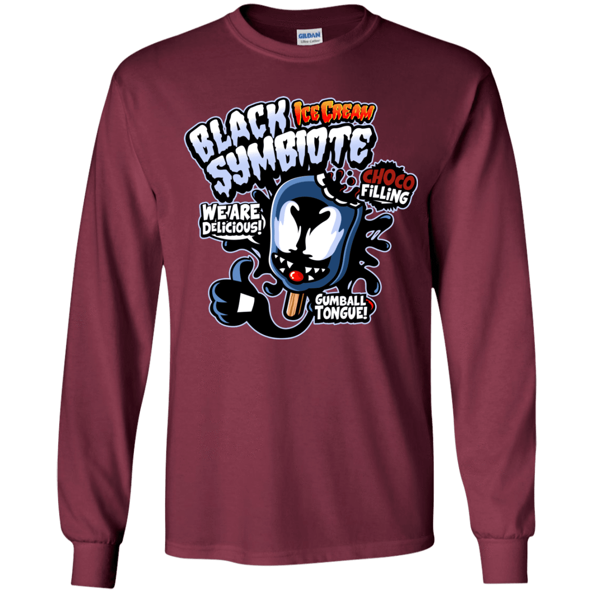 T-Shirts Maroon / YS Black Symbiote Ice Cream Youth Long Sleeve T-Shirt