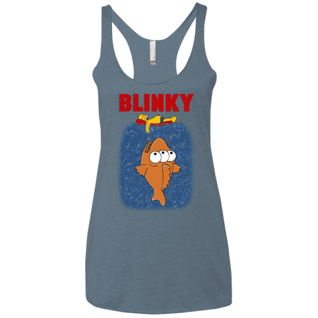 T-Shirts Indigo / X-Small Blinky Jaws Women's Triblend Racerback Tank