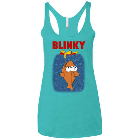T-Shirts Tahiti Blue / X-Small Blinky Jaws Women's Triblend Racerback Tank