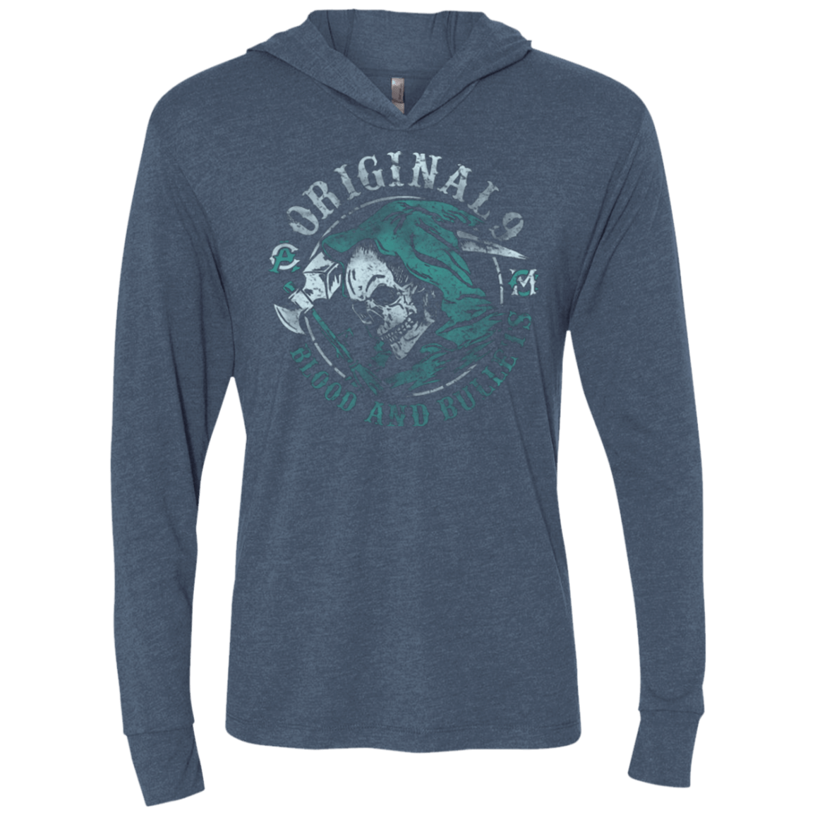 T-Shirts Indigo / X-Small Blood and Bullets Triblend Long Sleeve Hoodie Tee