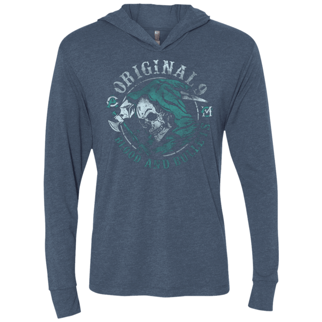 T-Shirts Indigo / X-Small Blood and Bullets Triblend Long Sleeve Hoodie Tee
