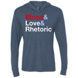 T-Shirts Indigo / X-Small Blood Love Rhetoric Triblend Long Sleeve Hoodie Tee
