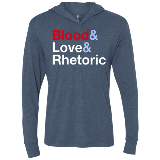 T-Shirts Indigo / X-Small Blood Love Rhetoric Triblend Long Sleeve Hoodie Tee