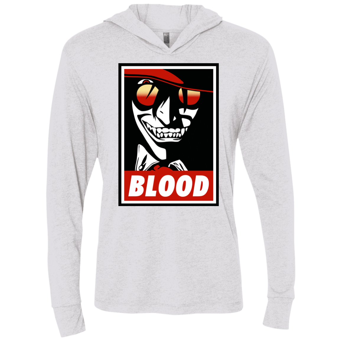 T-Shirts Heather White / X-Small Blood Triblend Long Sleeve Hoodie Tee