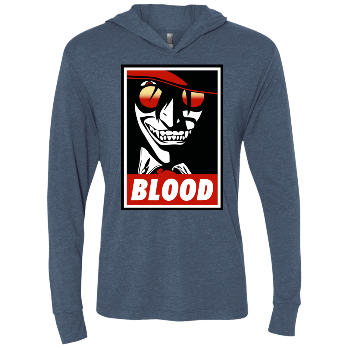 T-Shirts Indigo / X-Small Blood Triblend Long Sleeve Hoodie Tee