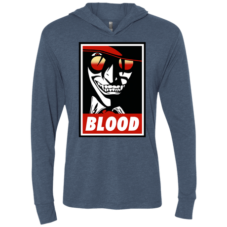 T-Shirts Indigo / X-Small Blood Triblend Long Sleeve Hoodie Tee
