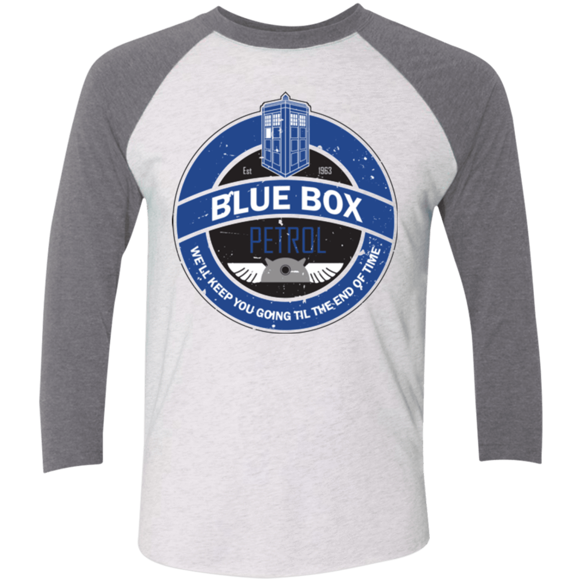 T-Shirts Heather White/Premium Heather / X-Small Blue Box V7(1) Triblend 3/4 Sleeve