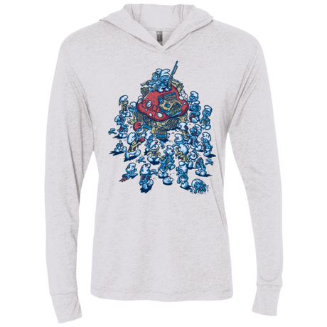 T-Shirts Heather White / X-Small BLUE HORDE Triblend Long Sleeve Hoodie Tee